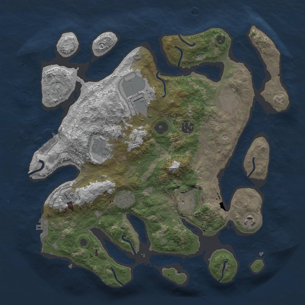 Rust Map: Procedural Map, Size: 3600, Seed: 54345747, 13 Monuments