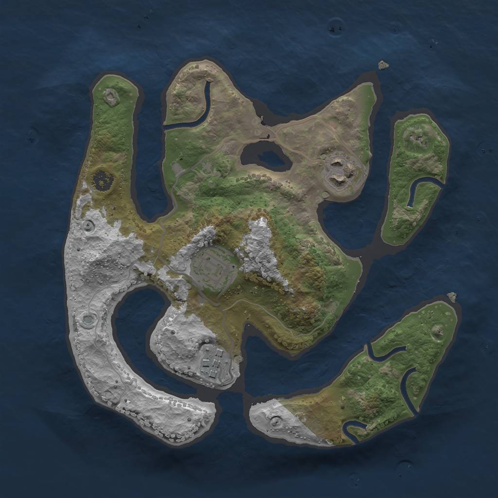 Rust Map: Procedural Map, Size: 2500, Seed: 712375847, 5 Monuments