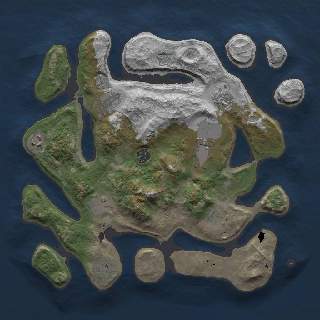 Rust Map: Barren, Size: 3500, Seed: 771521539, 12 Monuments