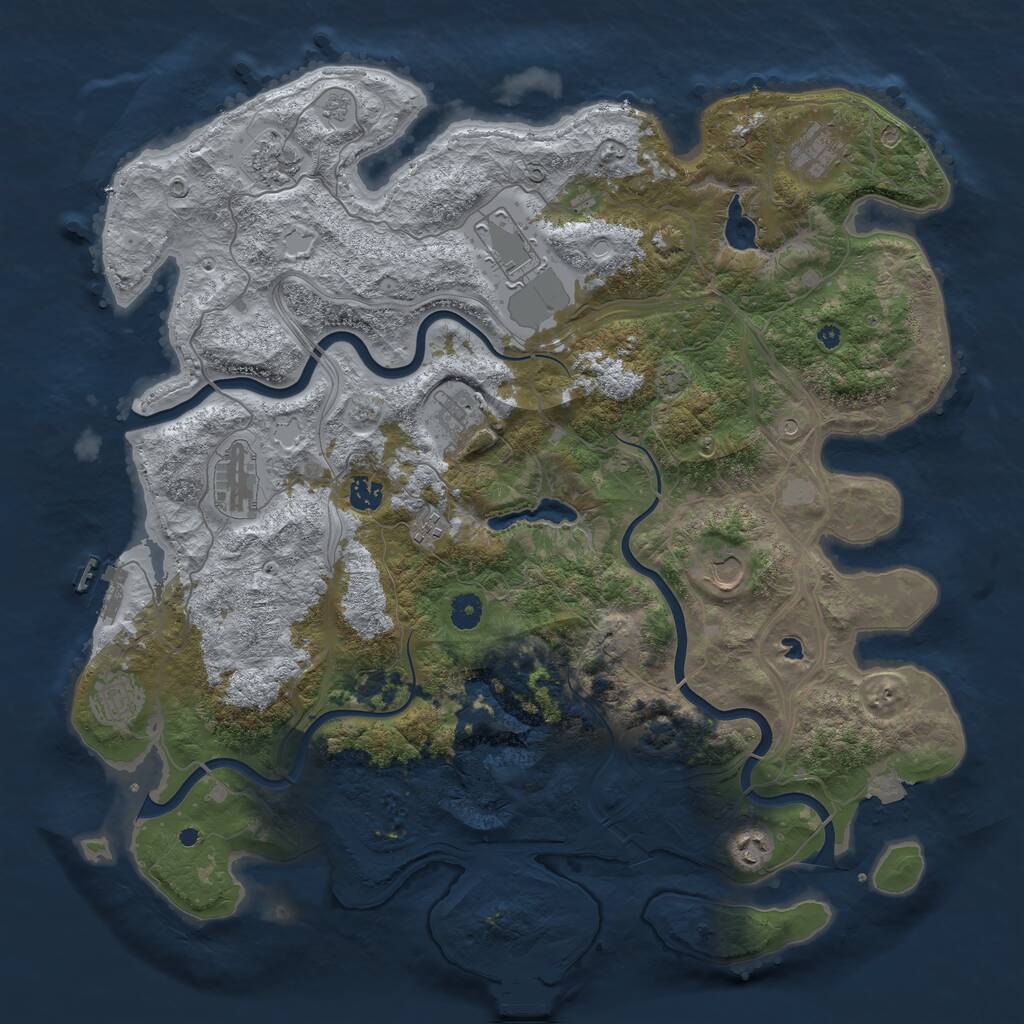 Rust Map: Procedural Map, Size: 4500, Seed: 218336777, 16 Monuments