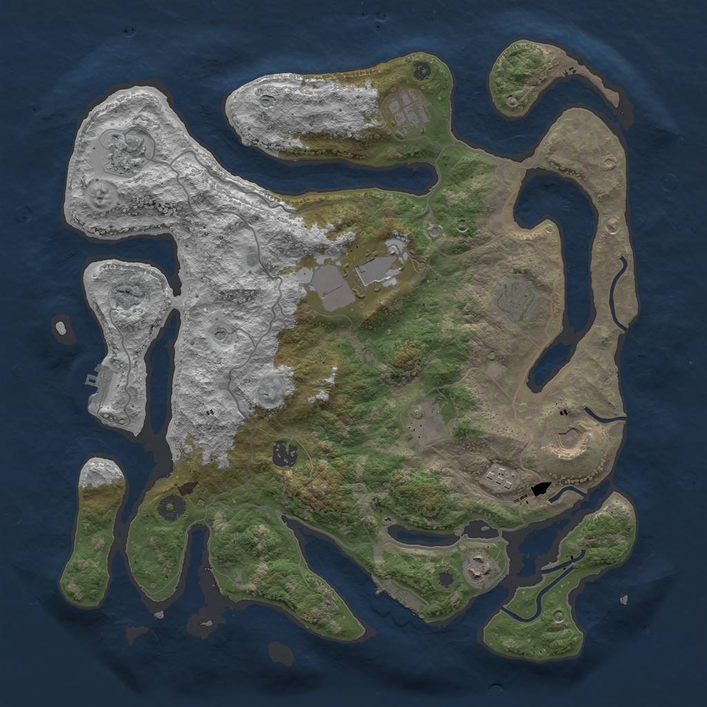 Rust Map: Procedural Map, Size: 4000, Seed: 33665544, 14 Monuments