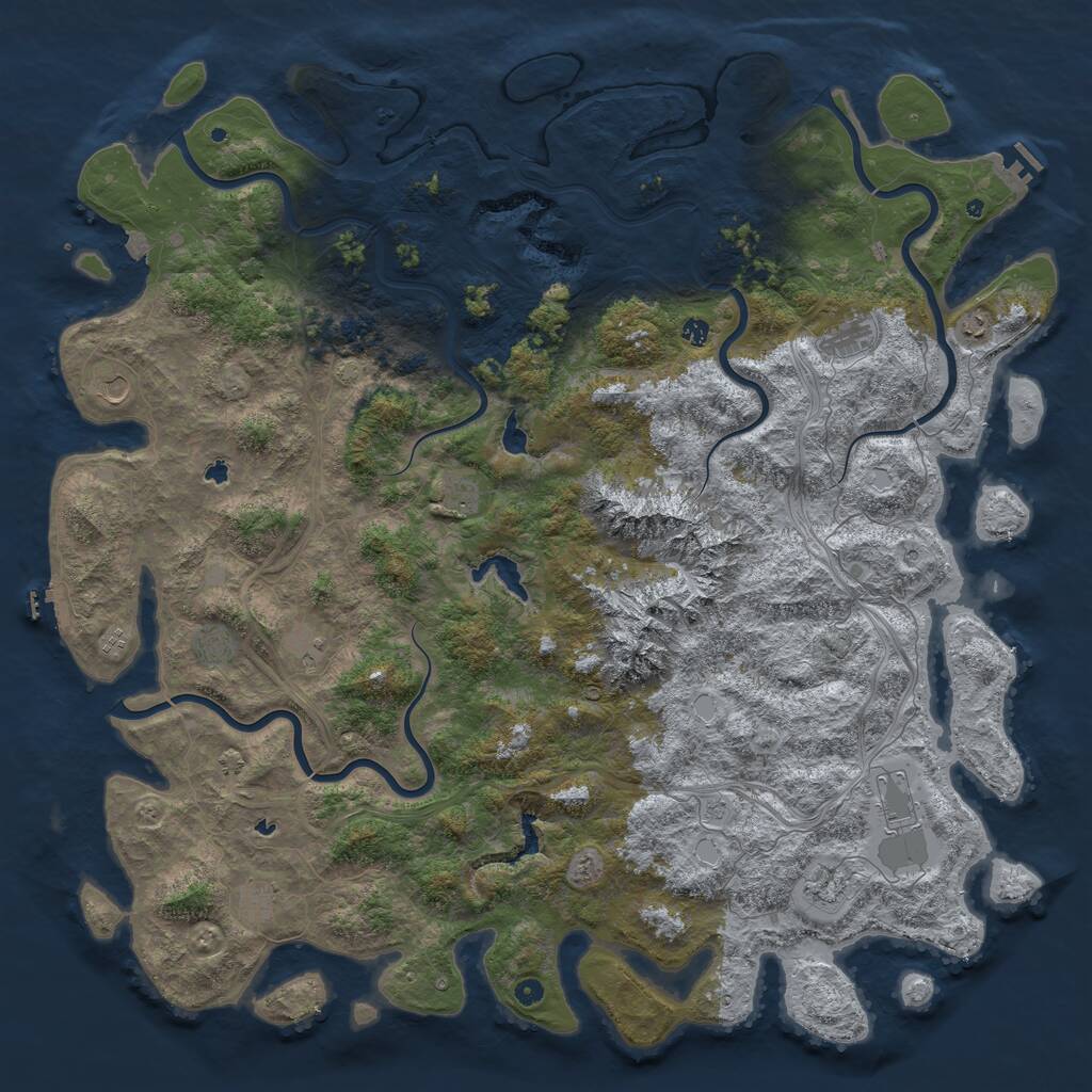 Rust Map: Procedural Map, Size: 6000, Seed: 1698857185, 17 Monuments
