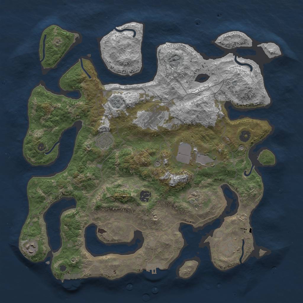 Rust Map: Procedural Map, Size: 4000, Seed: 2082848986, 13 Monuments