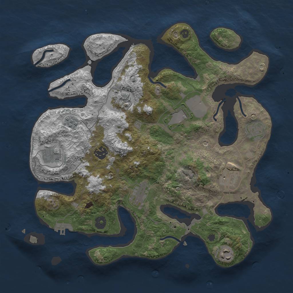 Rust Map: Procedural Map, Size: 3500, Seed: 1975829109, 13 Monuments