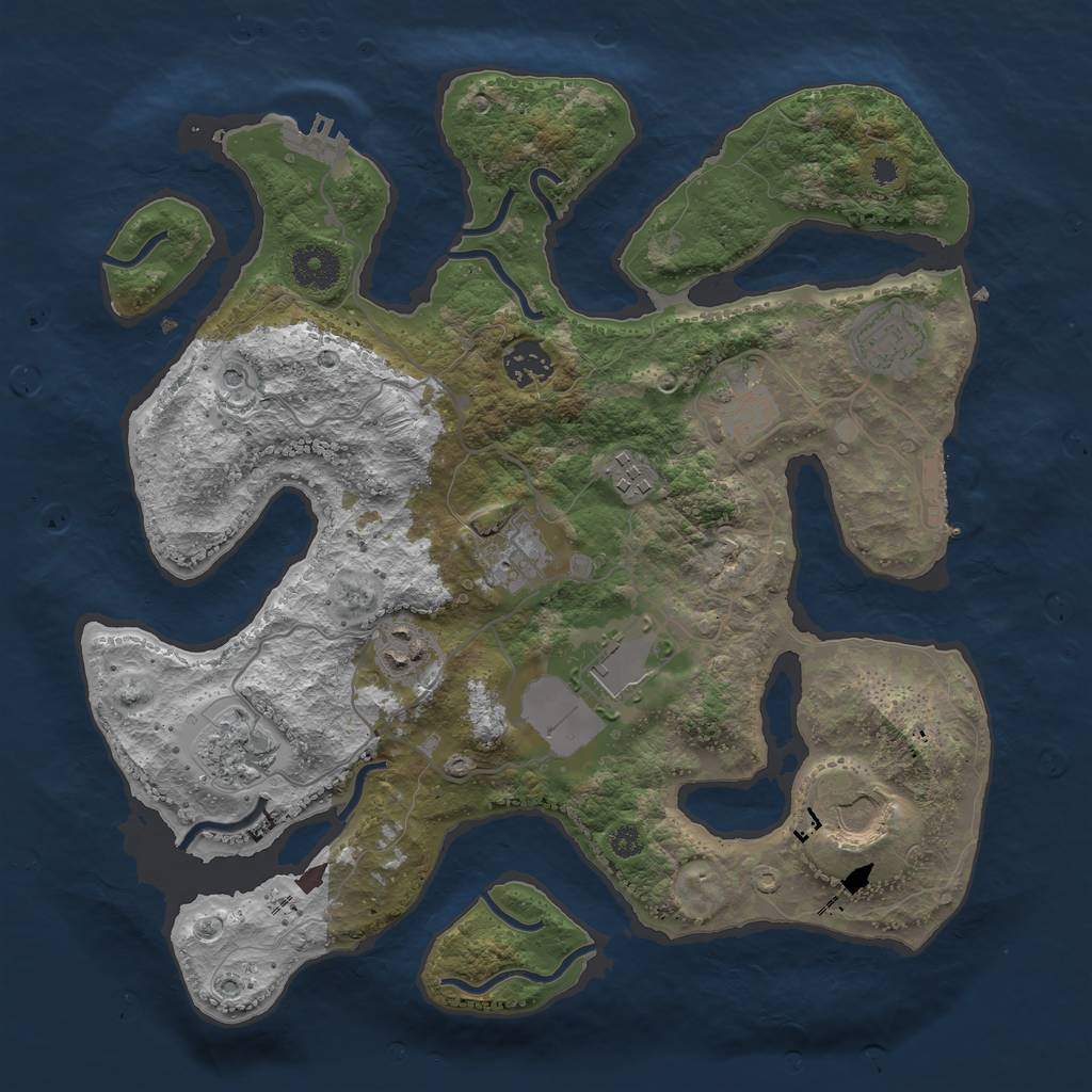 Rust Map: Procedural Map, Size: 3500, Seed: 631229, 14 Monuments