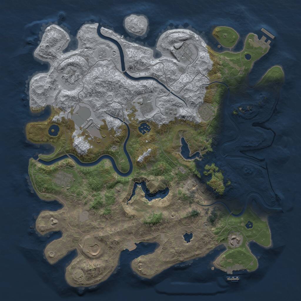 Rust Map: Procedural Map, Size: 4000, Seed: 777777, 16 Monuments