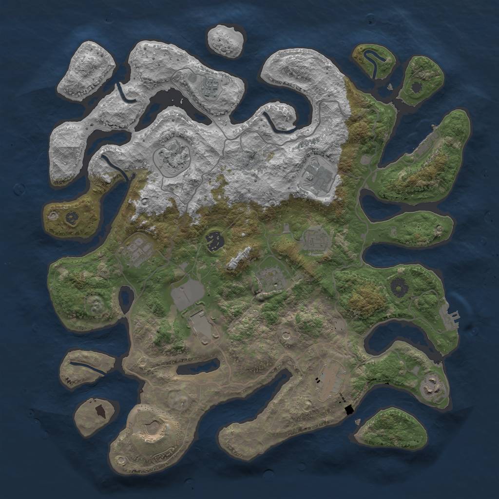 Rust Map: Procedural Map, Size: 4000, Seed: 777777, 16 Monuments