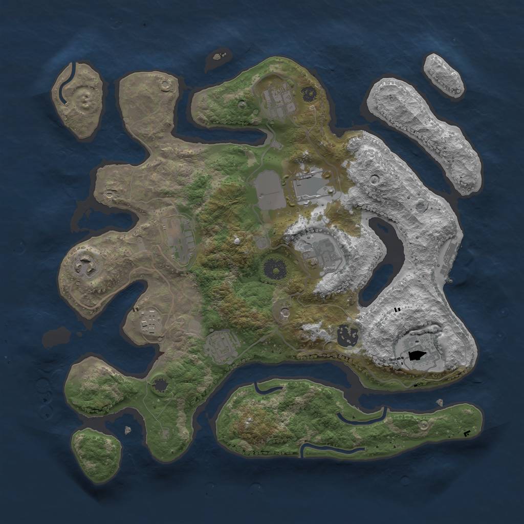 Rust Map: Procedural Map, Size: 3500, Seed: 4352148, 13 Monuments