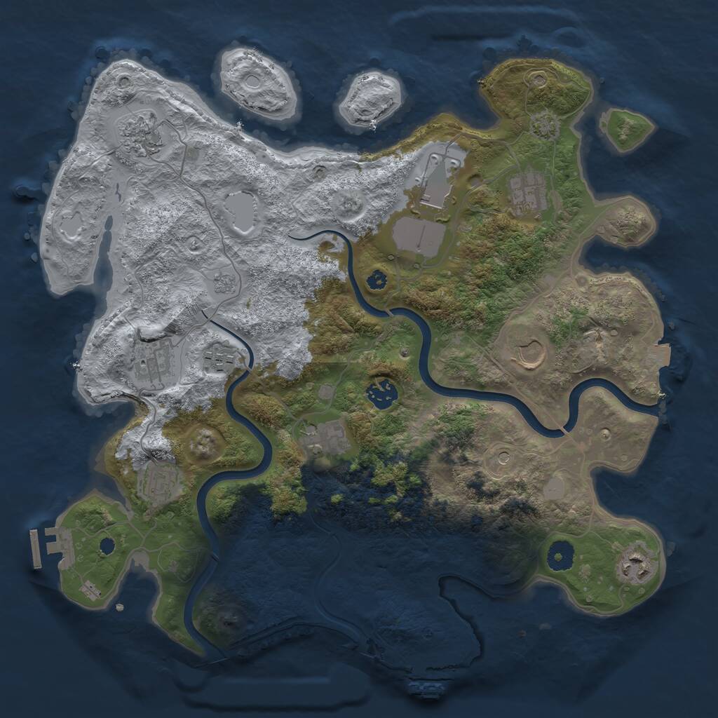 Rust Map: Procedural Map, Size: 3700, Seed: 832432518, 16 Monuments