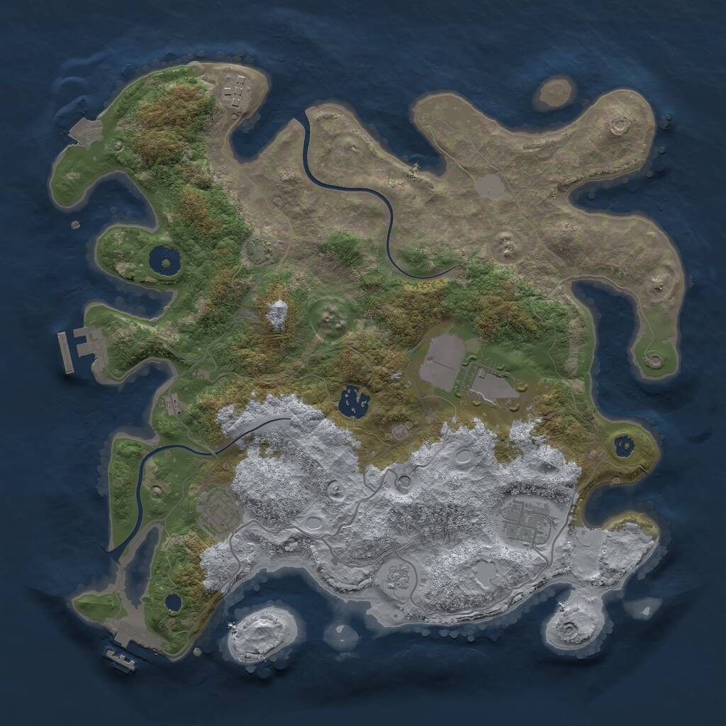 Rust Map: Procedural Map, Size: 3500, Seed: 164091688, 11 Monuments