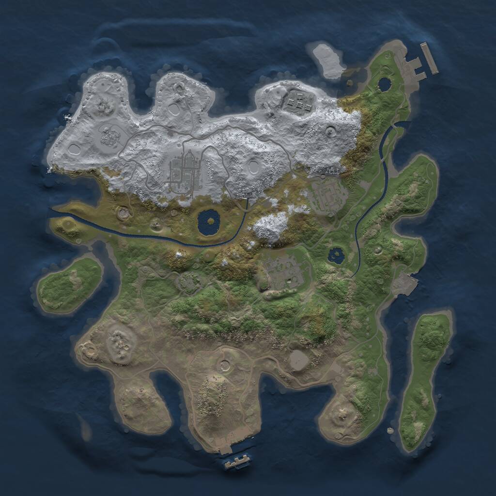 Rust Map: Procedural Map, Size: 3000, Seed: 723488, 10 Monuments
