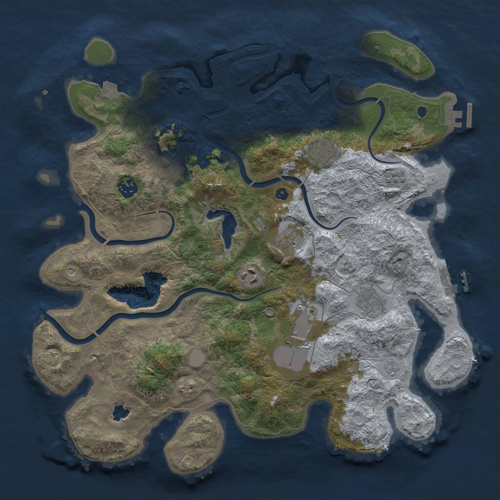 Rust Map: Procedural Map, Size: 4000, Seed: 43185, 14 Monuments