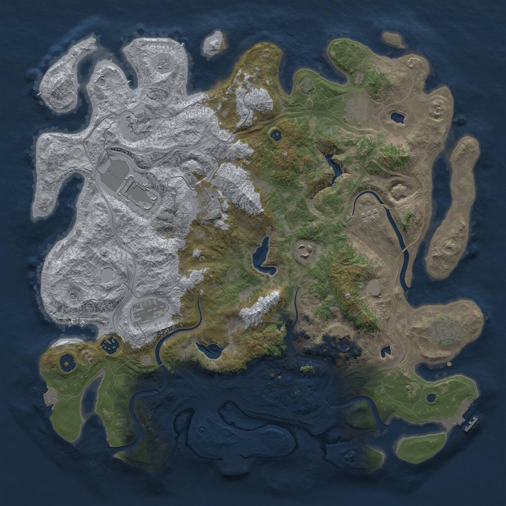 Rust Map: Procedural Map, Size: 4500, Seed: 4787, 16 Monuments