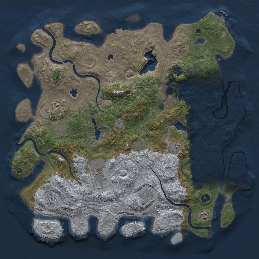 Rust Map: Procedural Map, Size: 4500, Seed: 3599, 16 Monuments
