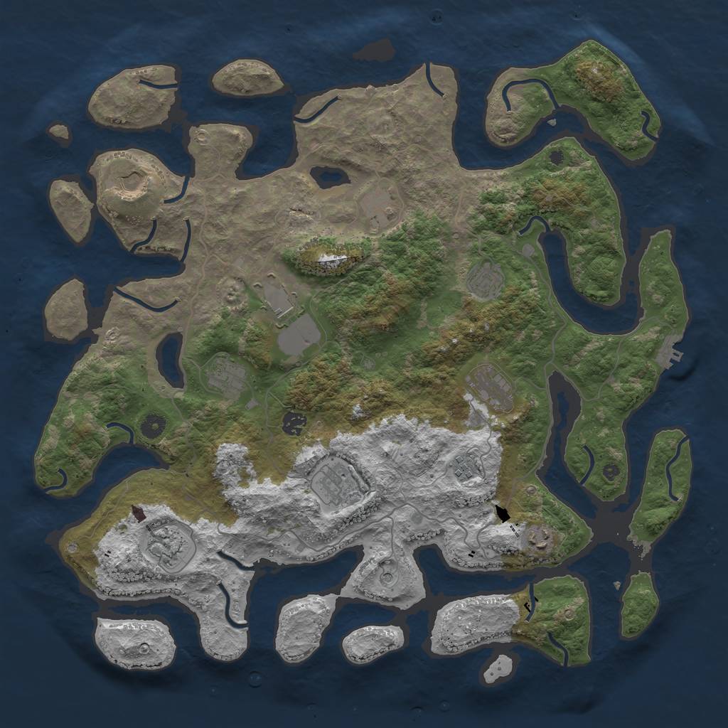 Rust Map: Procedural Map, Size: 4500, Seed: 3599, 15 Monuments