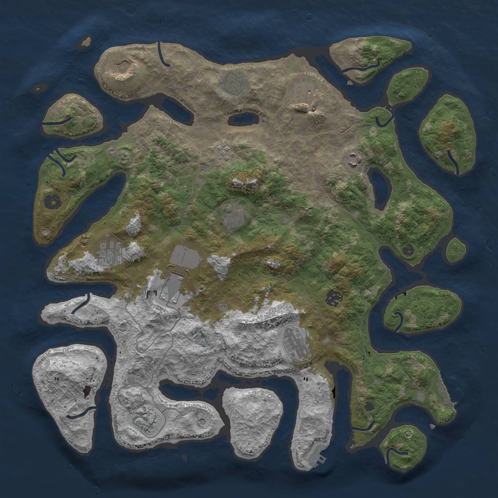 Rust Map: Procedural Map, Size: 4500, Seed: 758998066, 16 Monuments