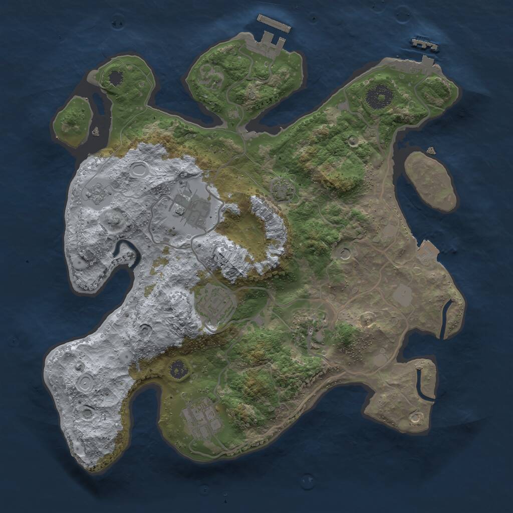 Rust Map: Procedural Map, Size: 3000, Seed: 123876, 10 Monuments