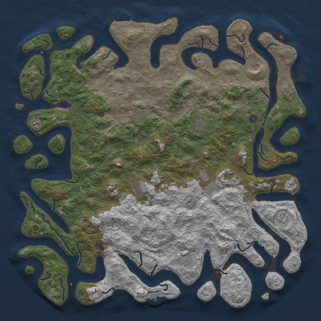 Rust Map: Procedural Map, Size: 6000, Seed: 5200, 16 Monuments