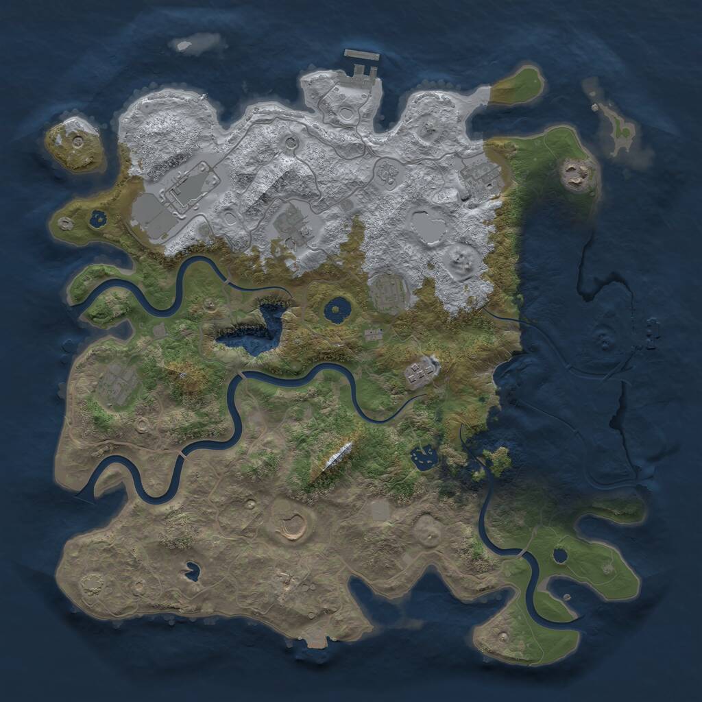Rust Map: Procedural Map, Size: 4050, Seed: 1902181778, 15 Monuments
