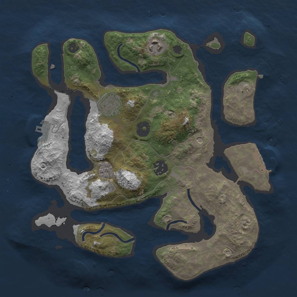 Rust Map: Procedural Map, Size: 3000, Seed: 1161045956, 9 Monuments