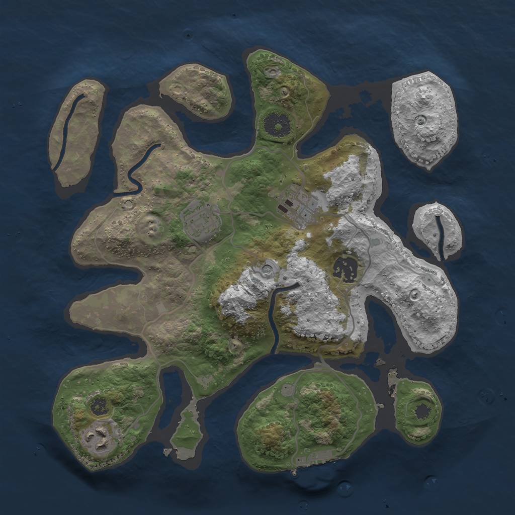 Rust Map: Procedural Map, Size: 3000, Seed: 1153039846, 8 Monuments