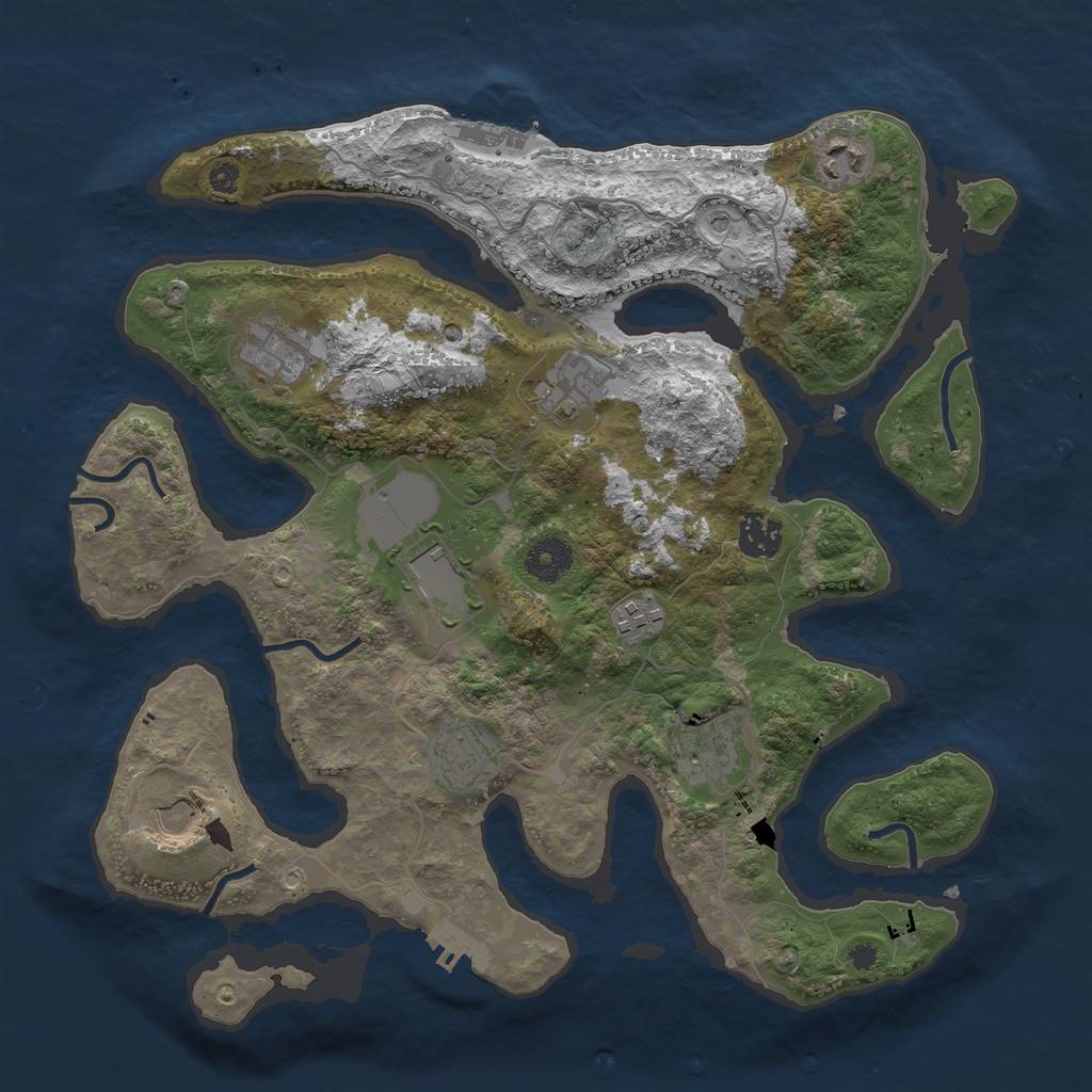 Rust Map: Procedural Map, Size: 3600, Seed: 51163457, 14 Monuments