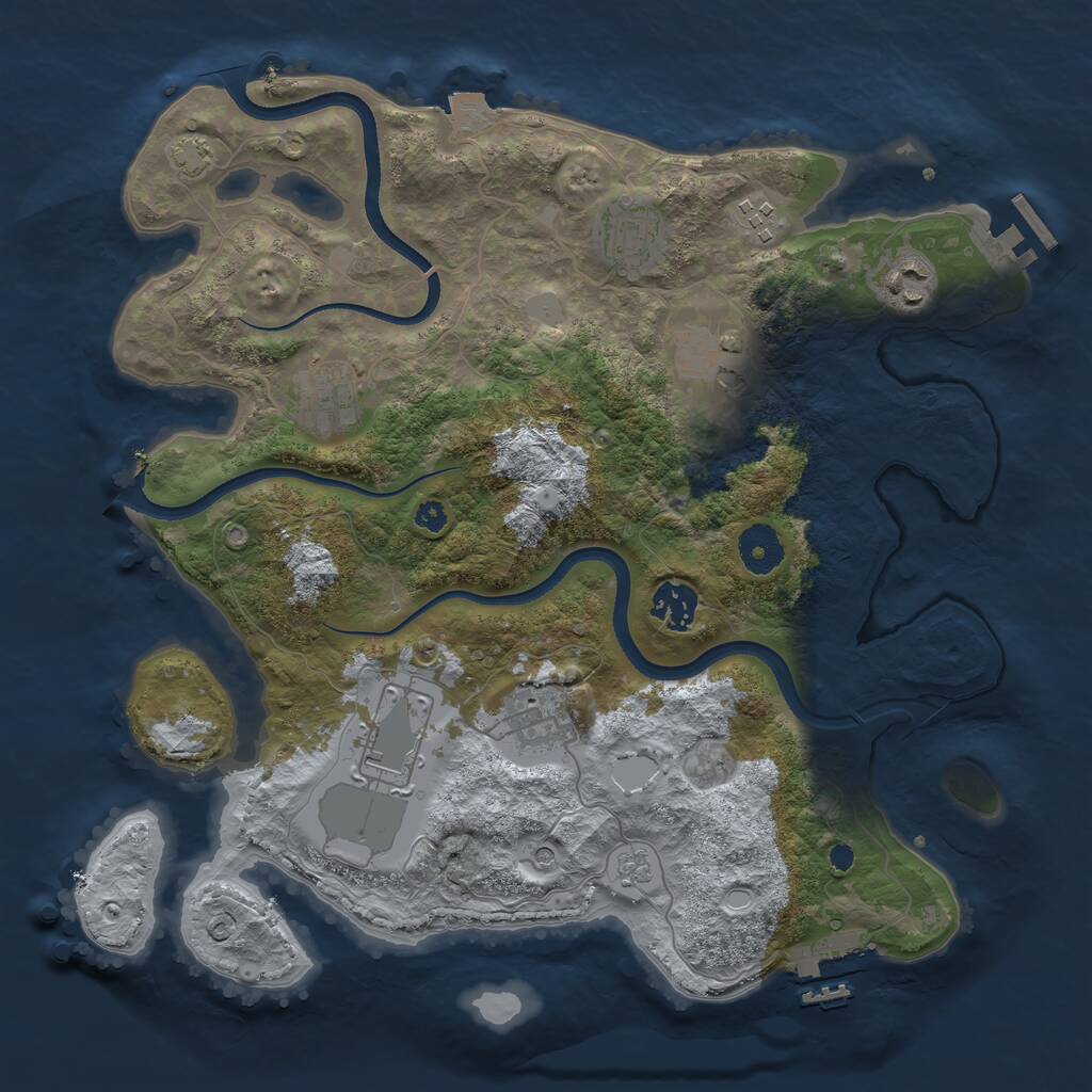 Rust Map: Procedural Map, Size: 3500, Seed: 941858822, 14 Monuments