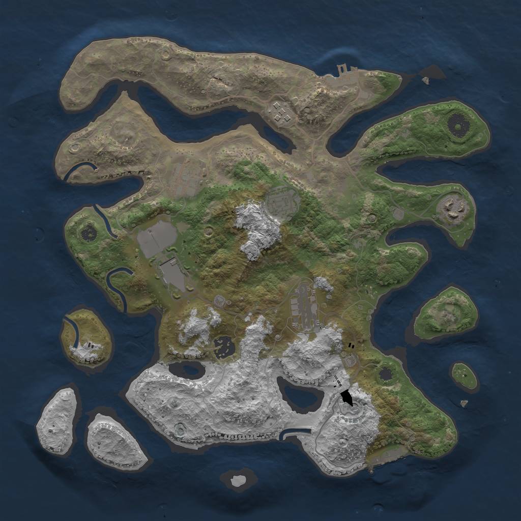 Rust Map: Procedural Map, Size: 3500, Seed: 941858822, 12 Monuments