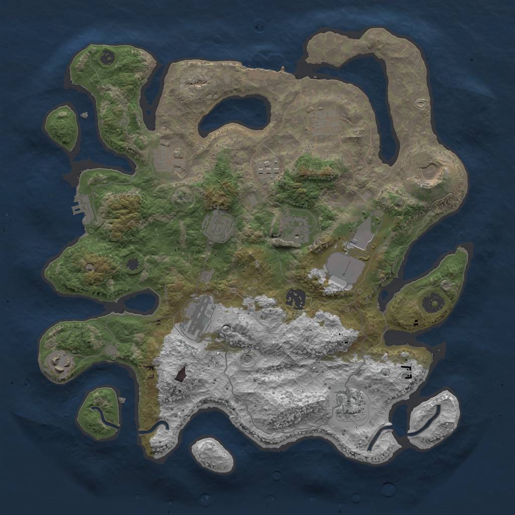 Rust Map: Procedural Map, Size: 3700, Seed: 948221097, 16 Monuments