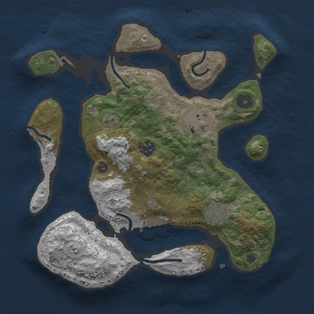 Rust Map: Procedural Map, Size: 3000, Seed: 1103933392, 7 Monuments