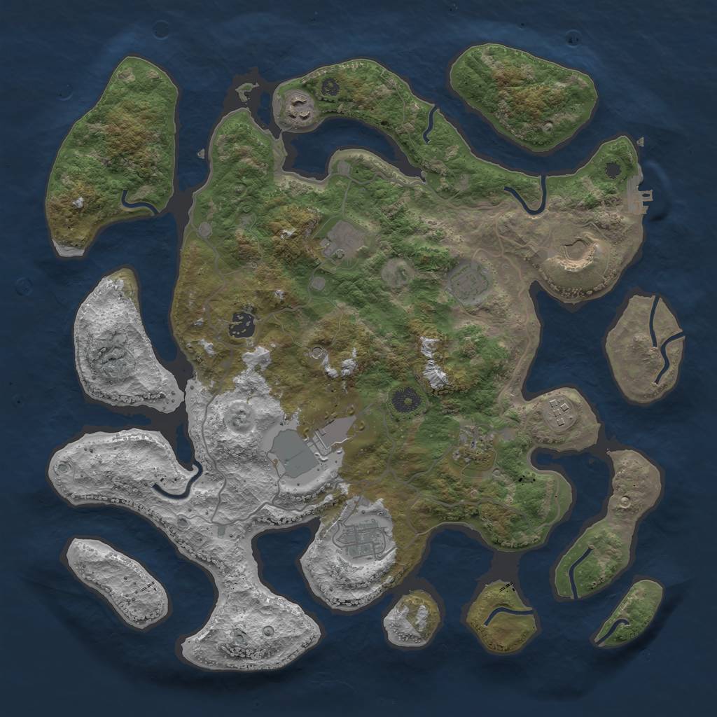 Rust Map: Procedural Map, Size: 4000, Seed: 176424742, 13 Monuments