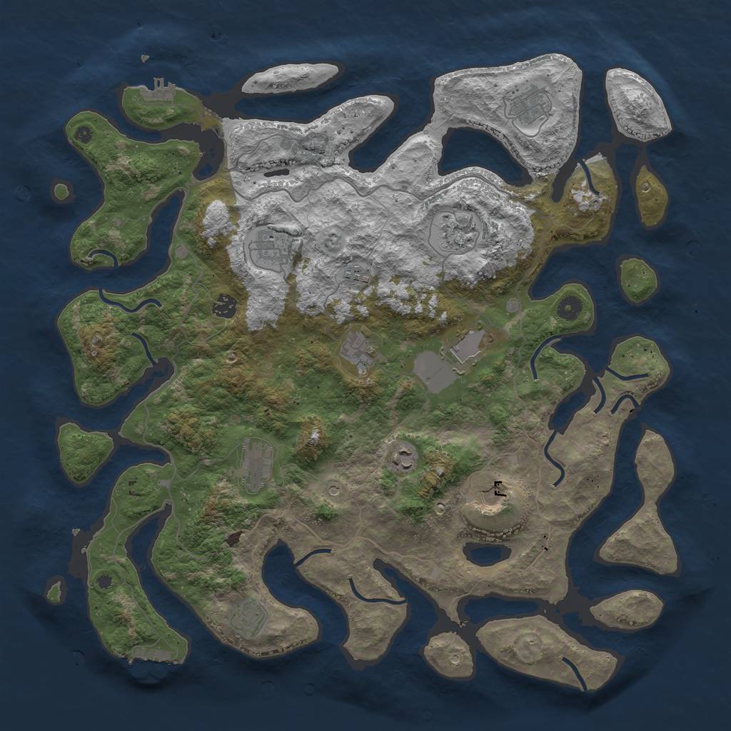 Rust Map: Procedural Map, Size: 4500, Seed: 76184, 16 Monuments