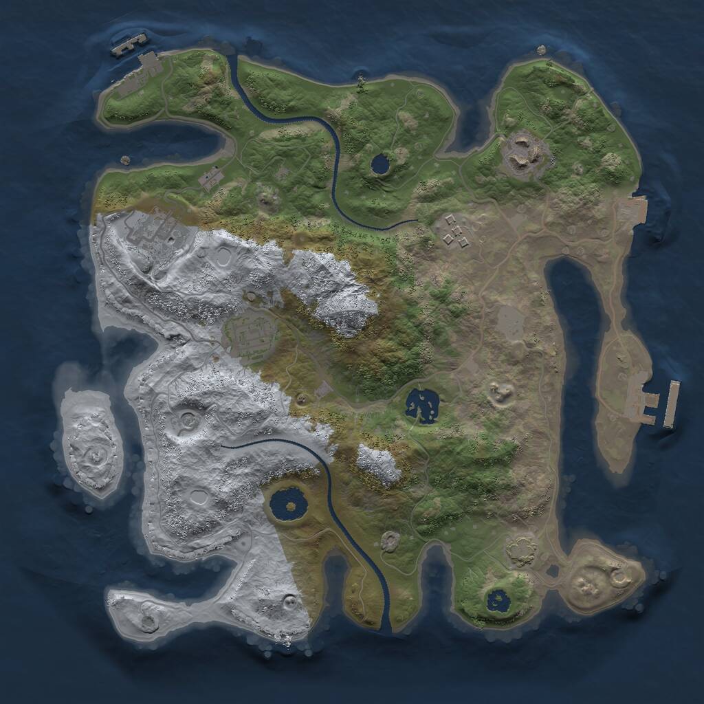 Rust Map: Procedural Map, Size: 3000, Seed: 1137105786, 10 Monuments