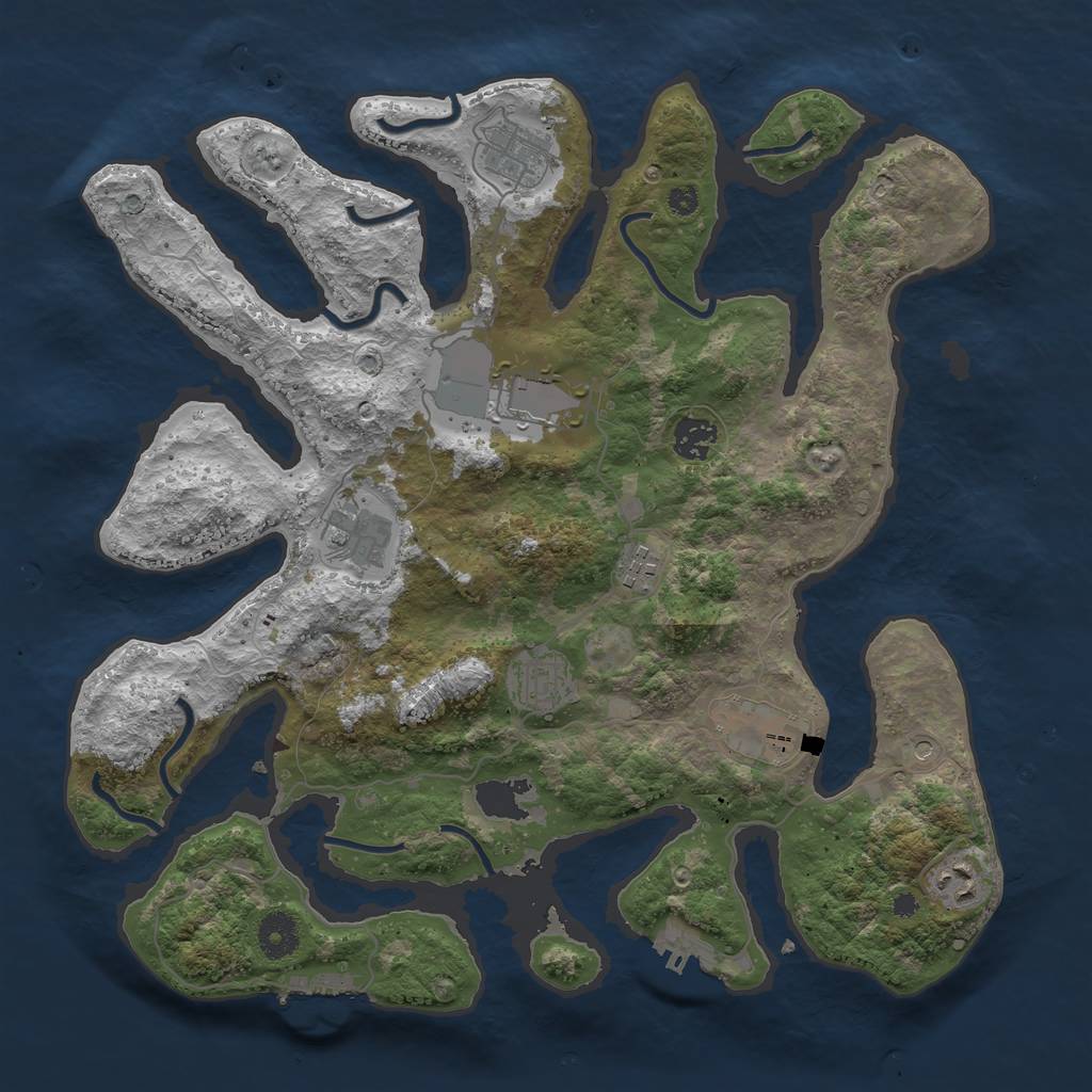 Rust Map: Procedural Map, Size: 3750, Seed: 15139203, 13 Monuments