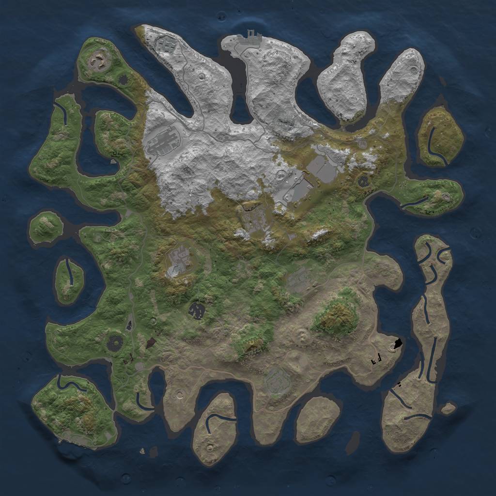 Rust Map: Procedural Map, Size: 4500, Seed: 250, 14 Monuments