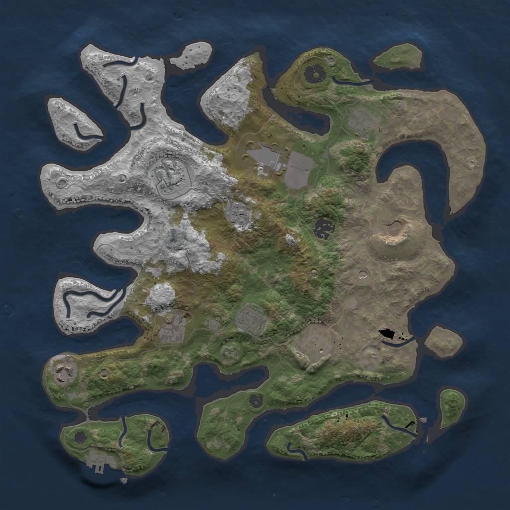 Rust Map: Procedural Map, Size: 3750, Seed: 1091717001, 14 Monuments