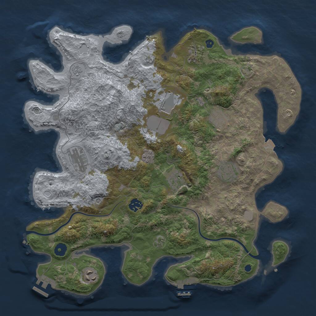 Rust Map: Procedural Map, Size: 3750, Seed: 1091717001, 15 Monuments