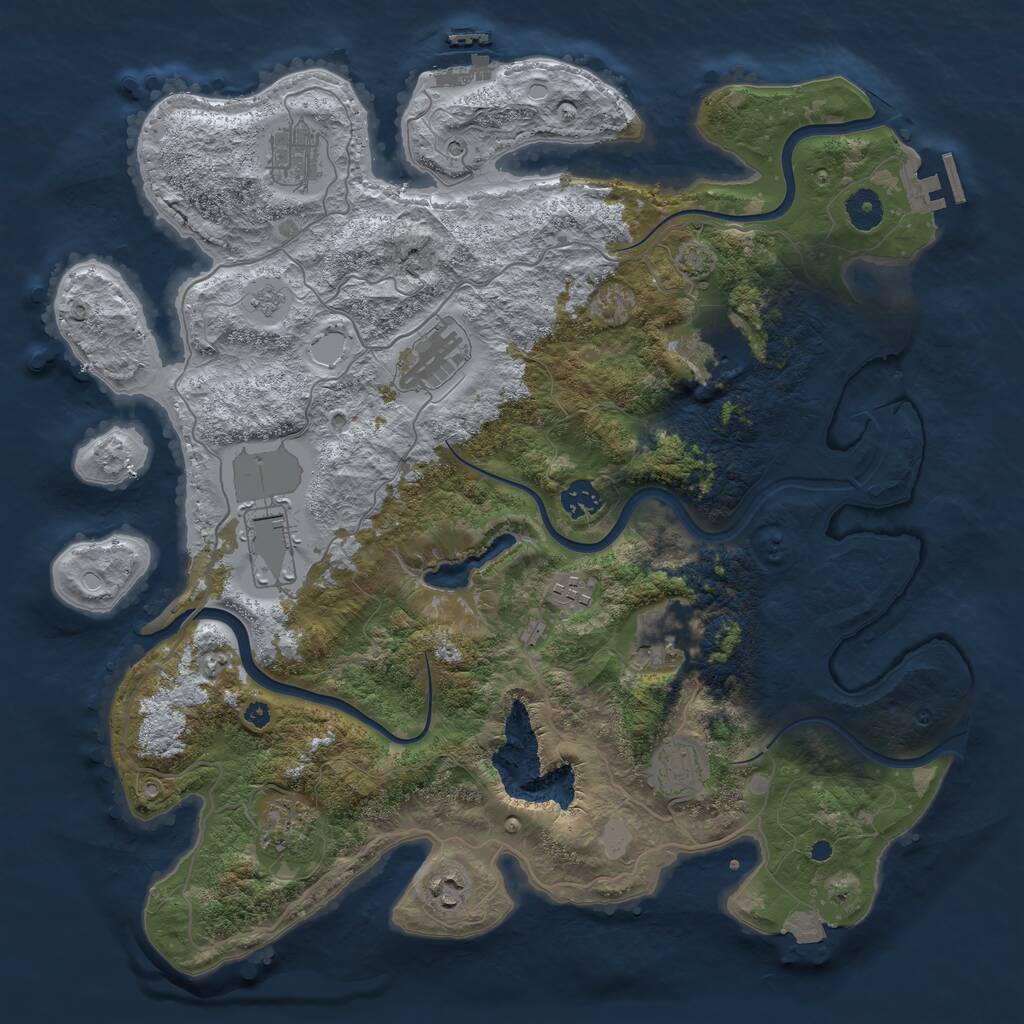 Rust Map: Procedural Map, Size: 4000, Seed: 90620, 16 Monuments