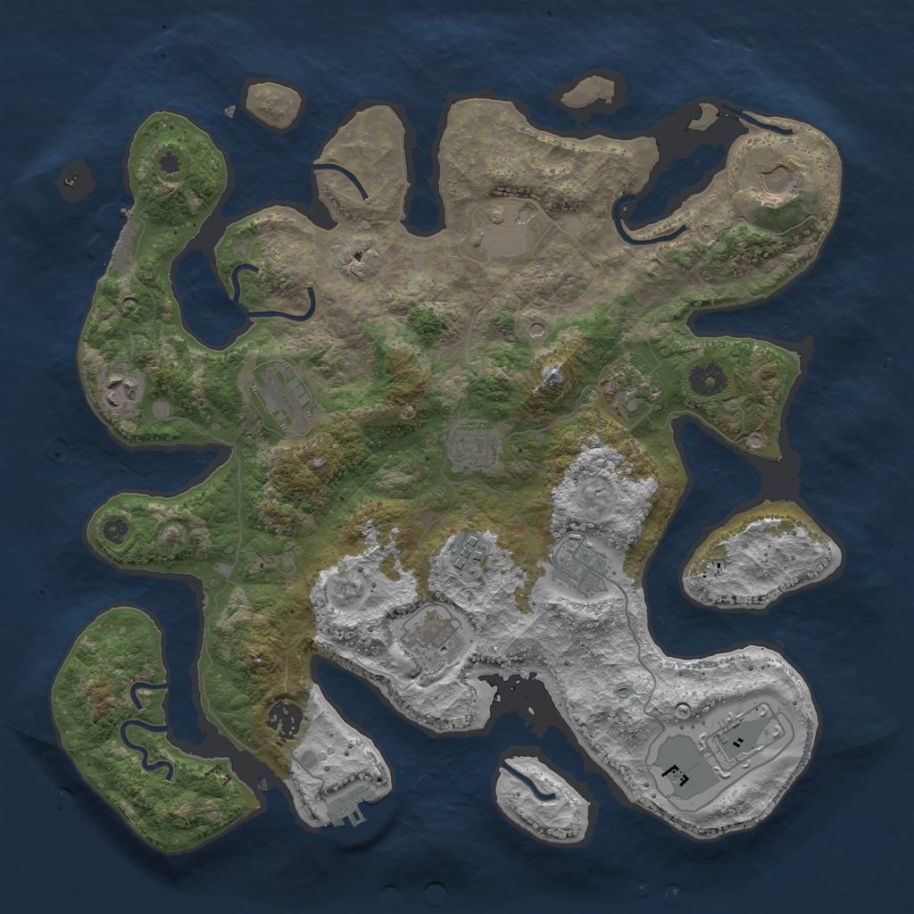 Rust Map: Procedural Map, Size: 3850, Seed: 594956170, 16 Monuments