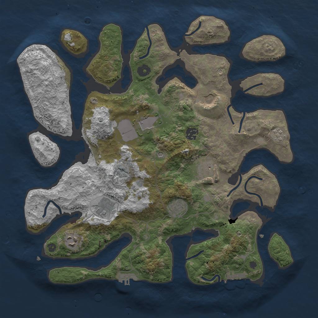 Rust Map: Procedural Map, Size: 3800, Seed: 943057004, 13 Monuments