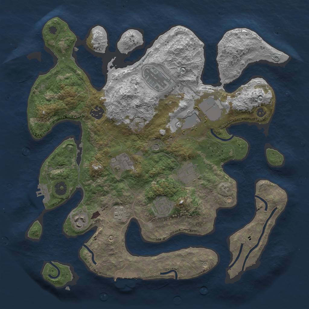 Rust Map: Procedural Map, Size: 3500, Seed: 1827191282, 13 Monuments