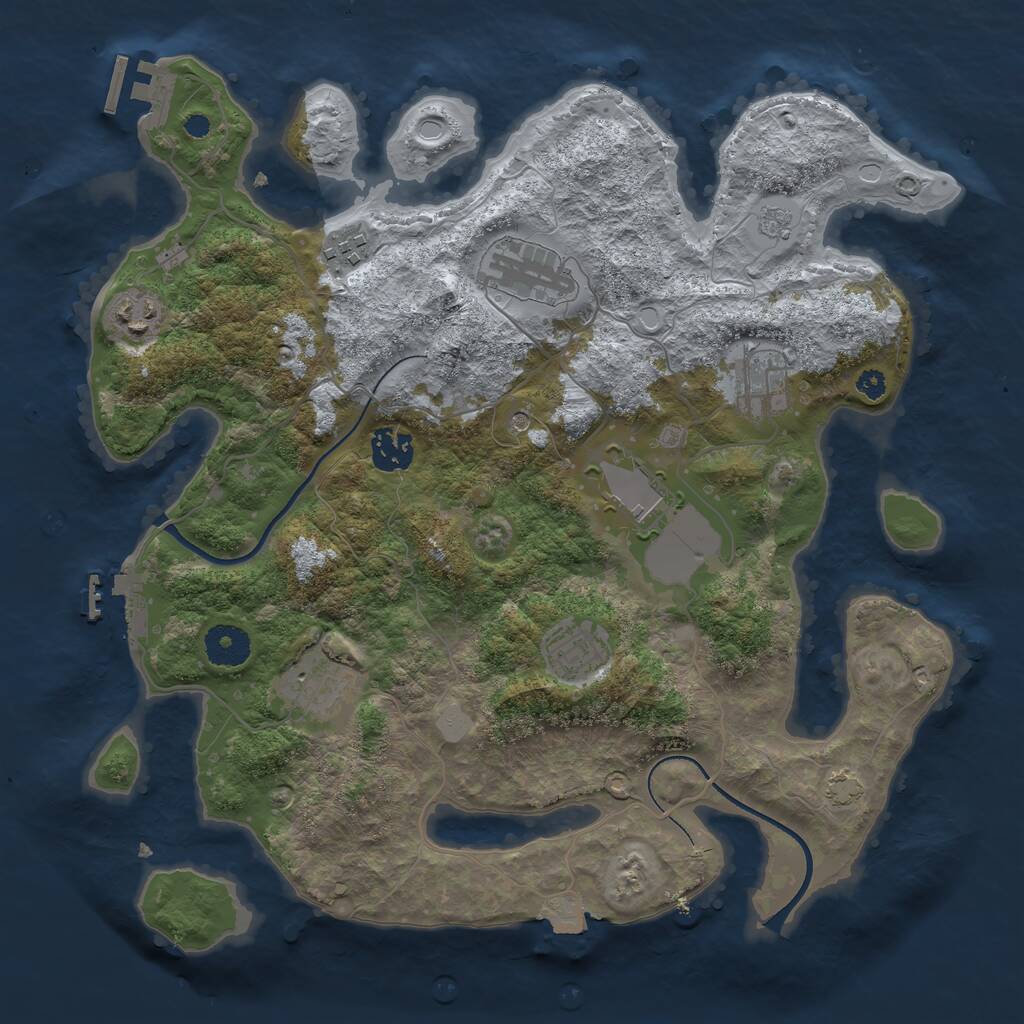 Rust Map: Procedural Map, Size: 3500, Seed: 1827191282, 14 Monuments
