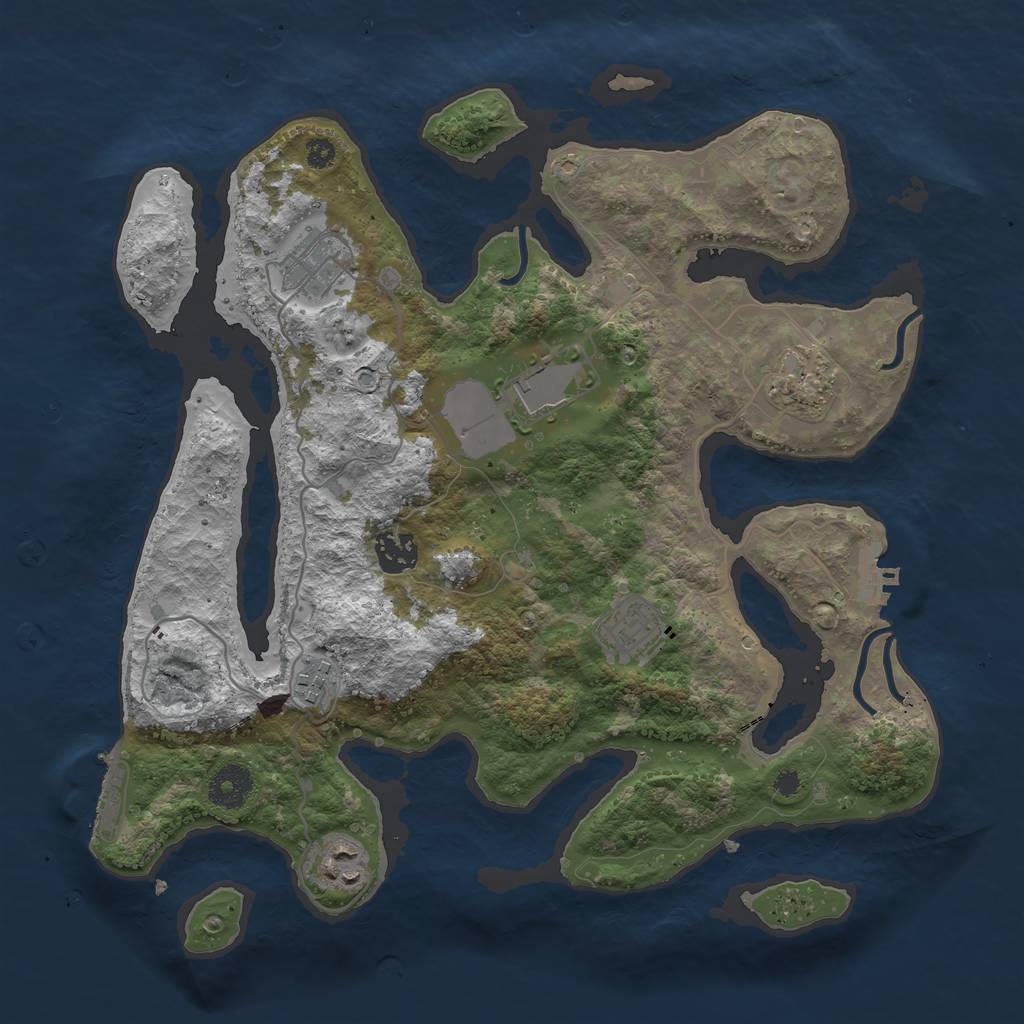 Rust Map: Procedural Map, Size: 3500, Seed: 1473586365, 11 Monuments