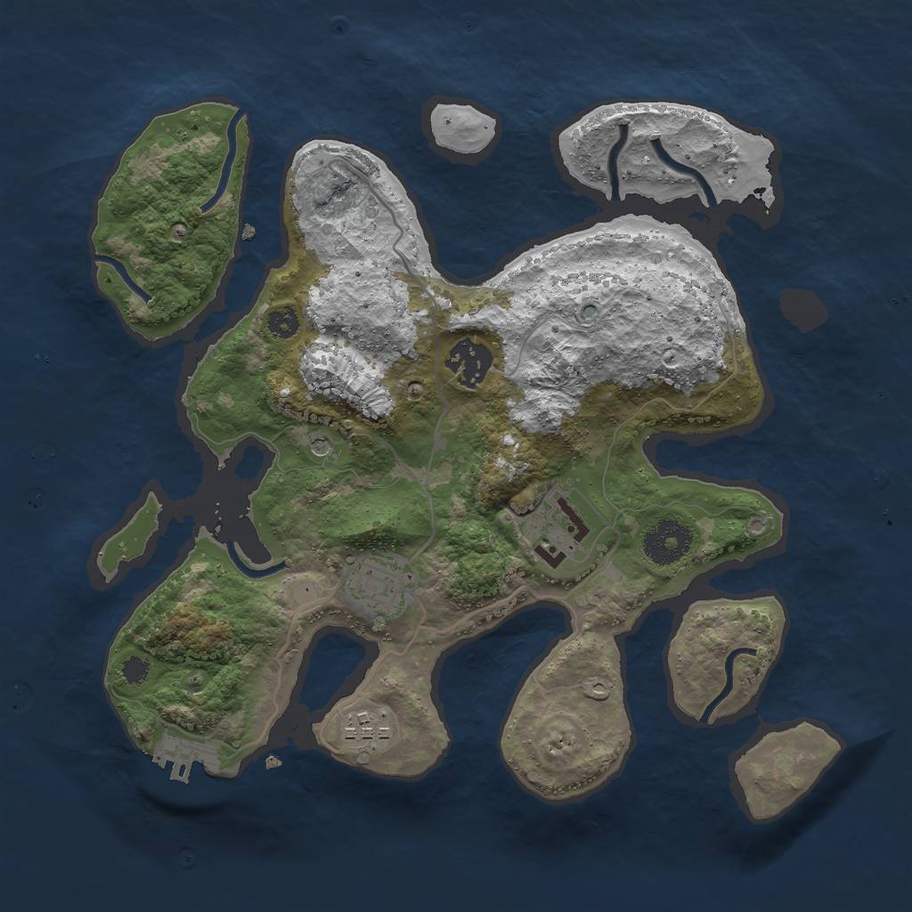 Rust Map: Procedural Map, Size: 3000, Seed: 33564, 8 Monuments