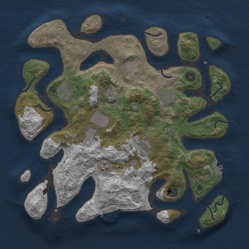 Rust Map: Procedural Map, Size: 3750, Seed: 5620, 13 Monuments