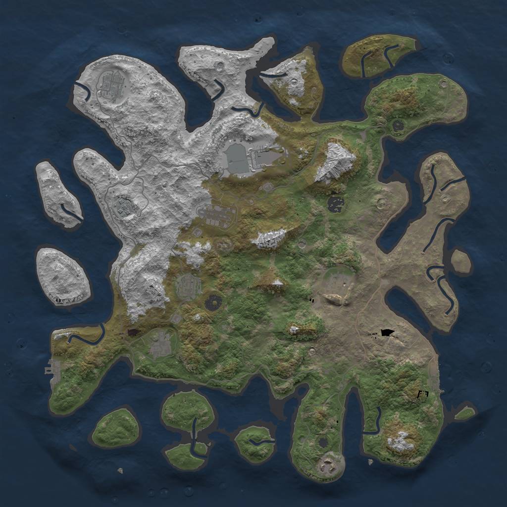 Rust Map: Procedural Map, Size: 4500, Seed: 12989767, 14 Monuments