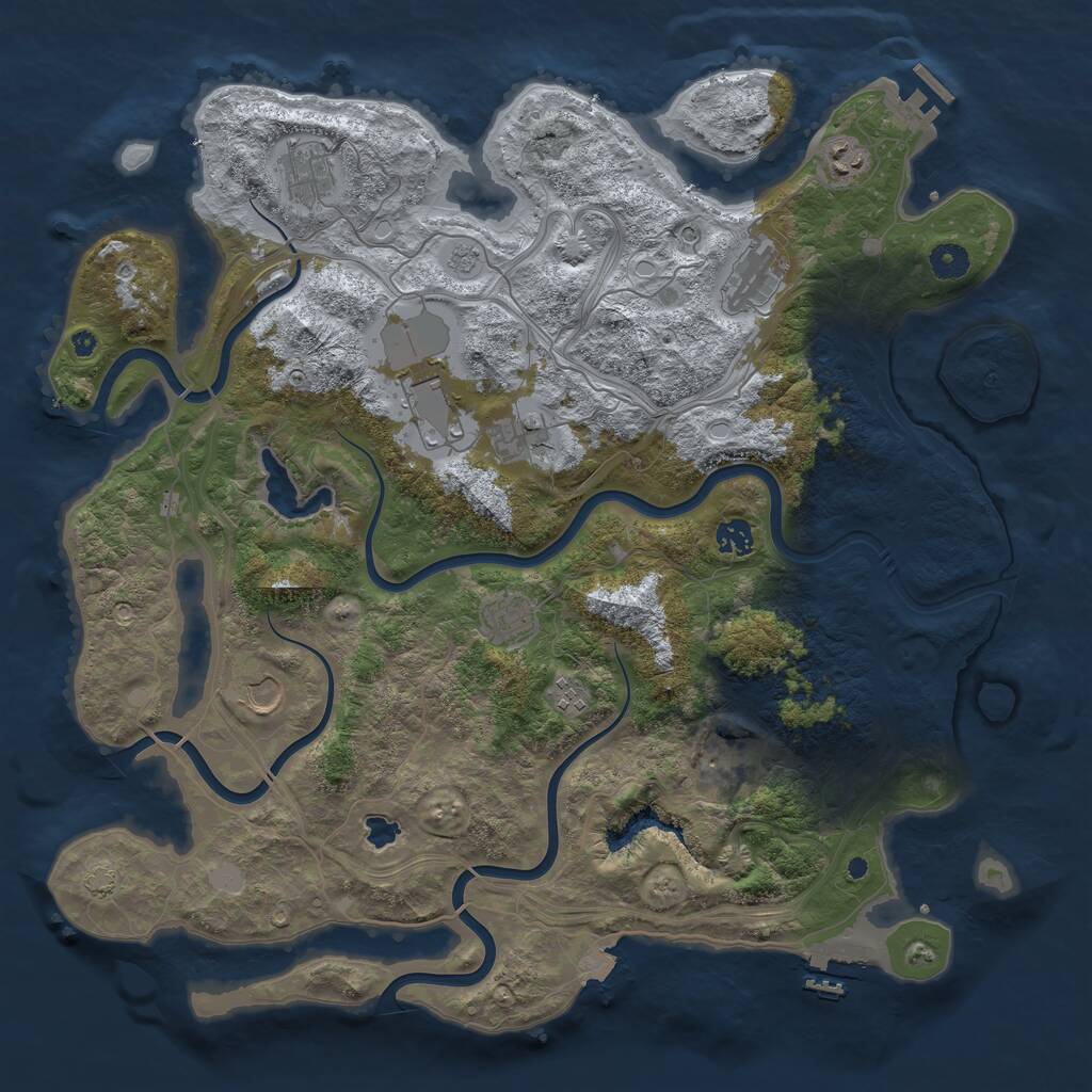 Rust Map: Procedural Map, Size: 4350, Seed: 811148092, 16 Monuments