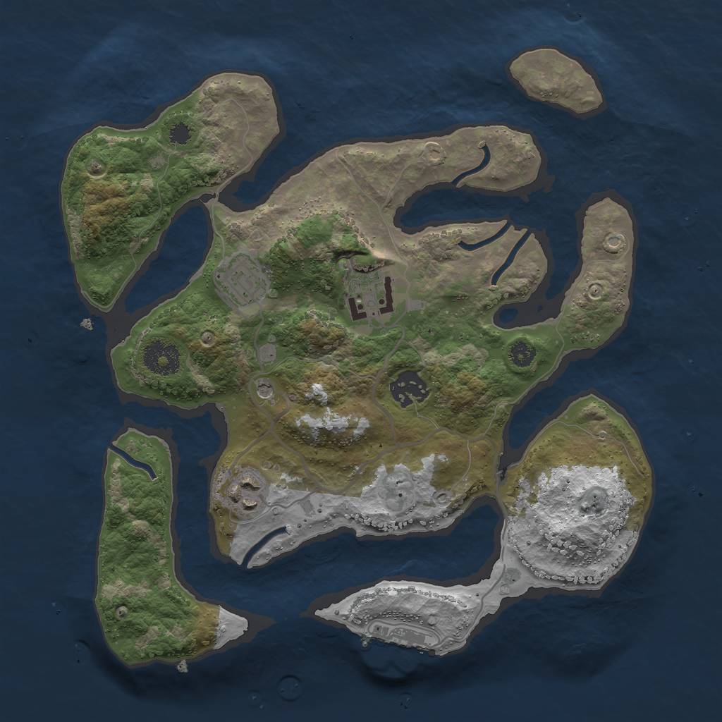 Rust Map: Procedural Map, Size: 3000, Seed: 323409751, 8 Monuments