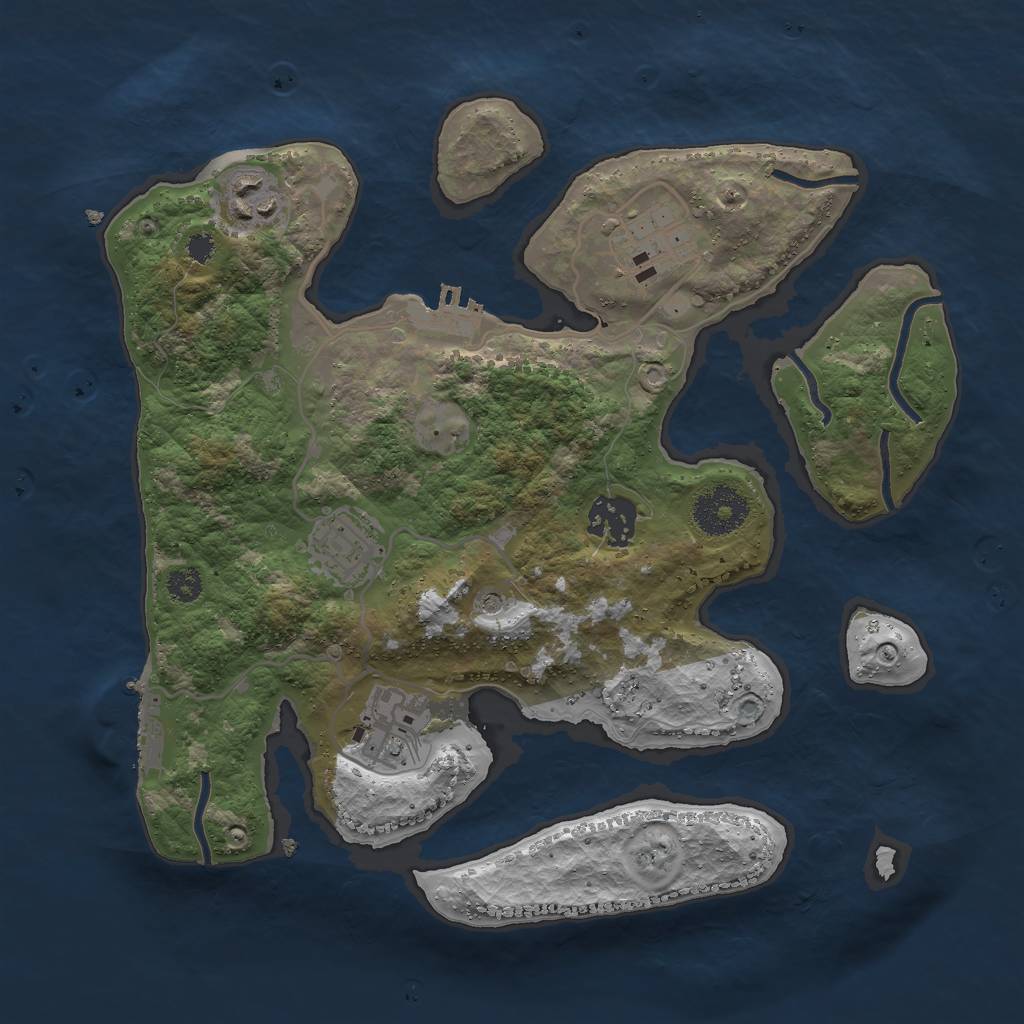 Rust Map: Procedural Map, Size: 3000, Seed: 25339524, 10 Monuments