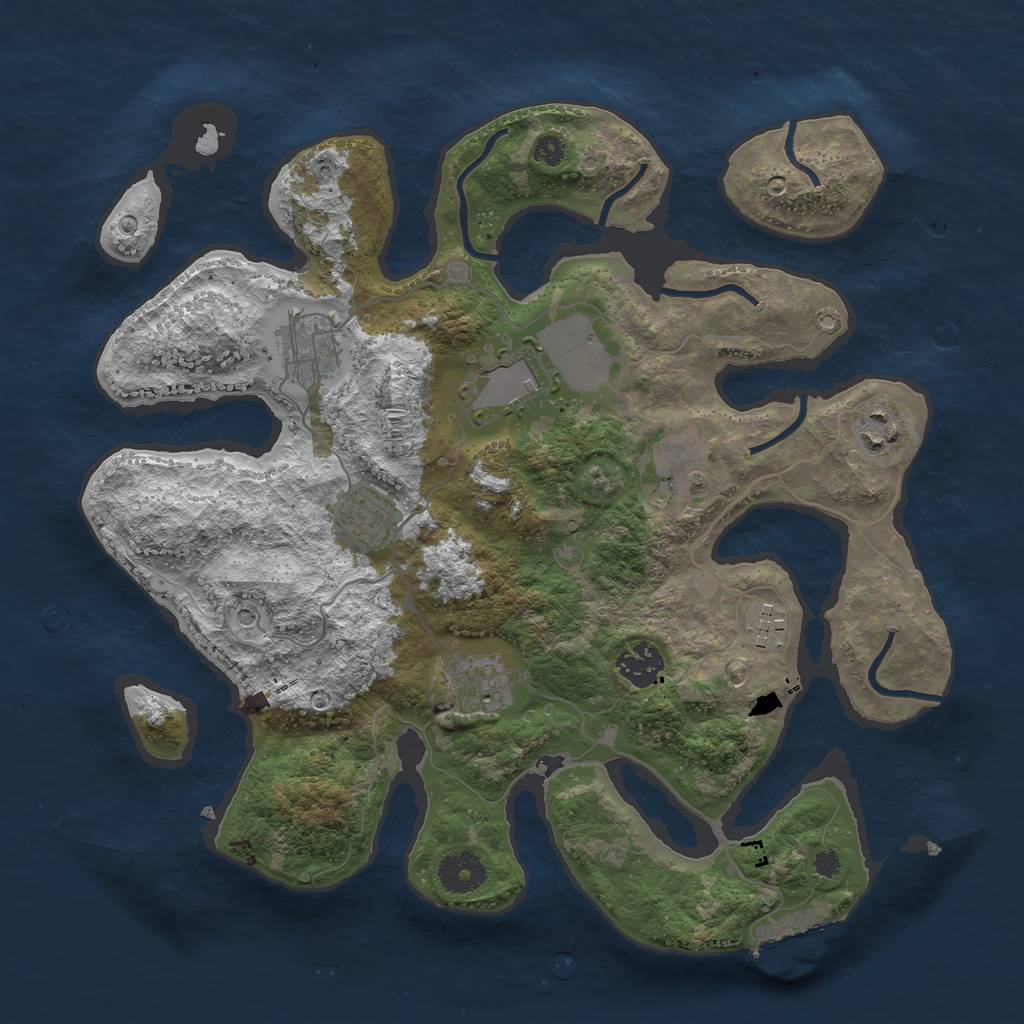 Rust Map: Procedural Map, Size: 3500, Seed: 36889, 12 Monuments